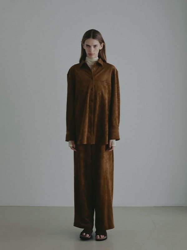 フェイクスウェードオーバーサイズシャツ (CAMEL)