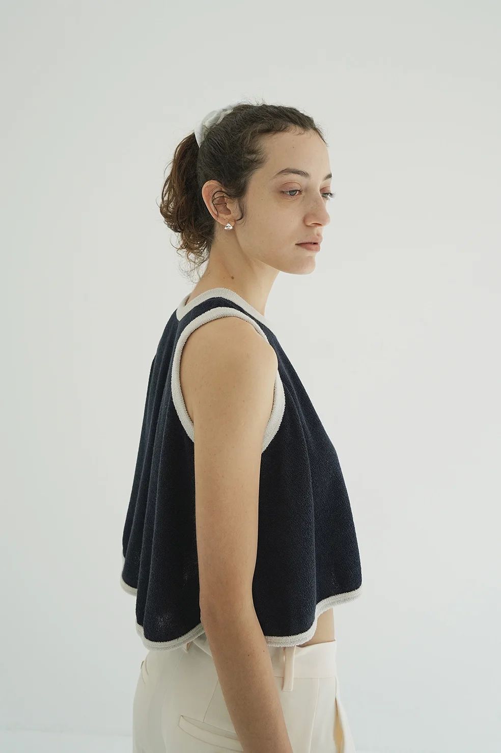 パイル フレアショートトップス - PILE FLARE TANK TOPS - NAVY