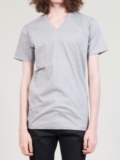 バイオシルケットスムースVネックTシャツ - V-Neck Pullover - HEATHER GRAY