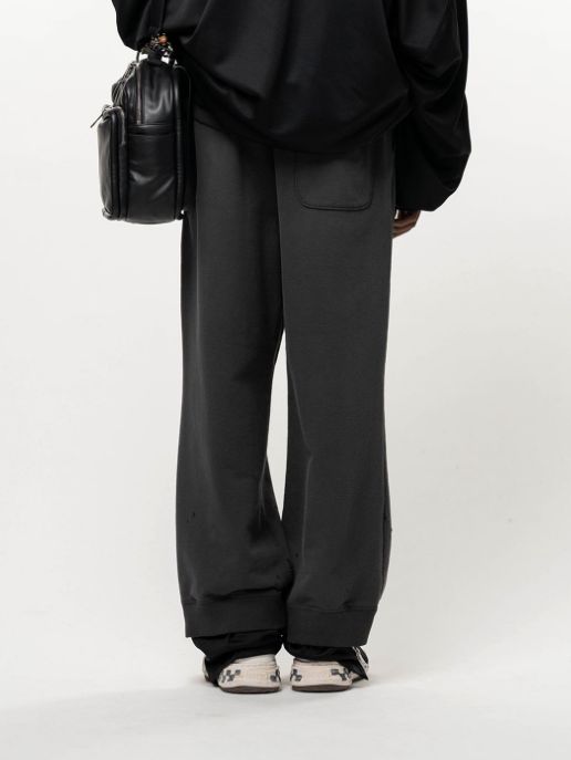 トラック パンツ レイヤード スウェット パンツ - Track Pants Layered Sweat Pants (BLACK)