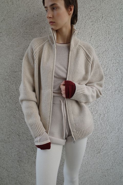 ポケット ジップ ニット｜ POCKET ZIP KNIT TOPS (BEIGE)