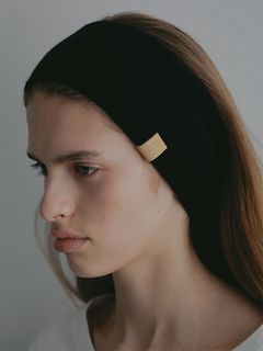 ウールカシミヤニットヘアバンド (BLACK）