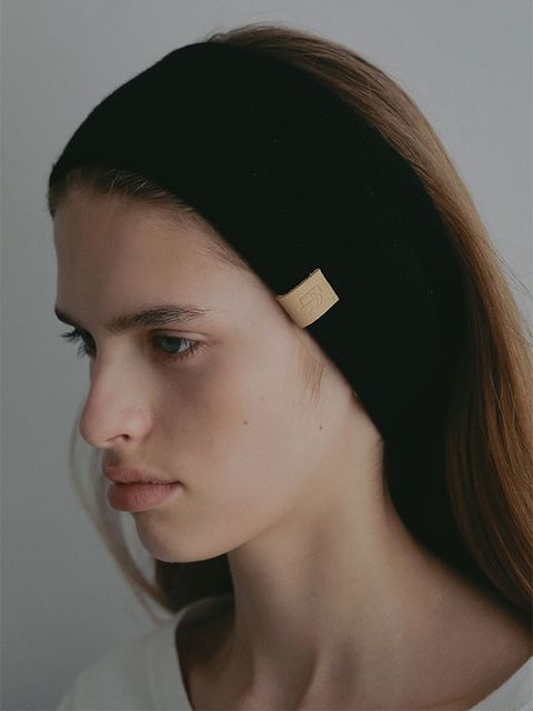 ウールカシミヤニットヘアバンド (BLACK）