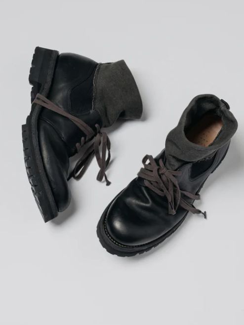 コットン リブ ダービーシューズ - COTTON RIB DERBY SHOES -  VI-3682-09 - A-BLACK