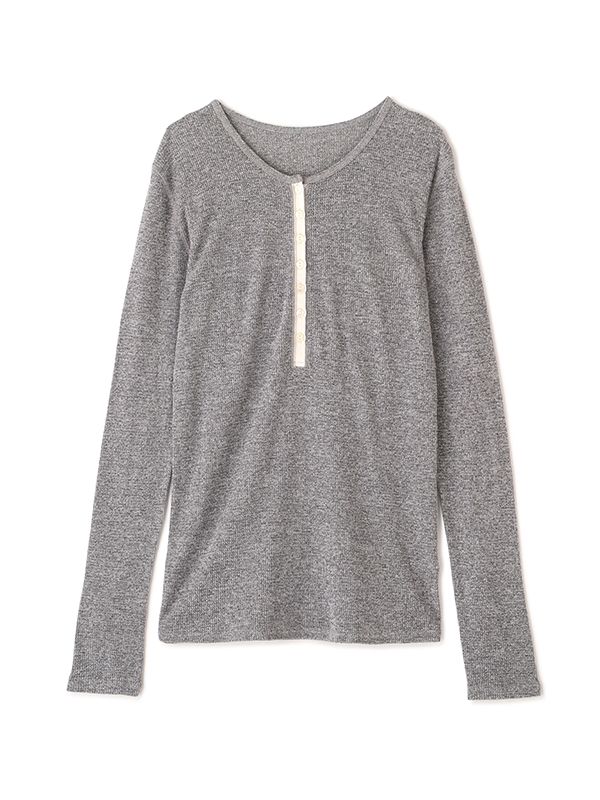 シアーワッフルヘンリーネックプルオーバー （GREY)