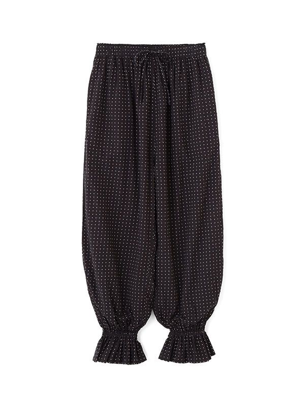 コットンドビーギャザーパンツ (BLACK)