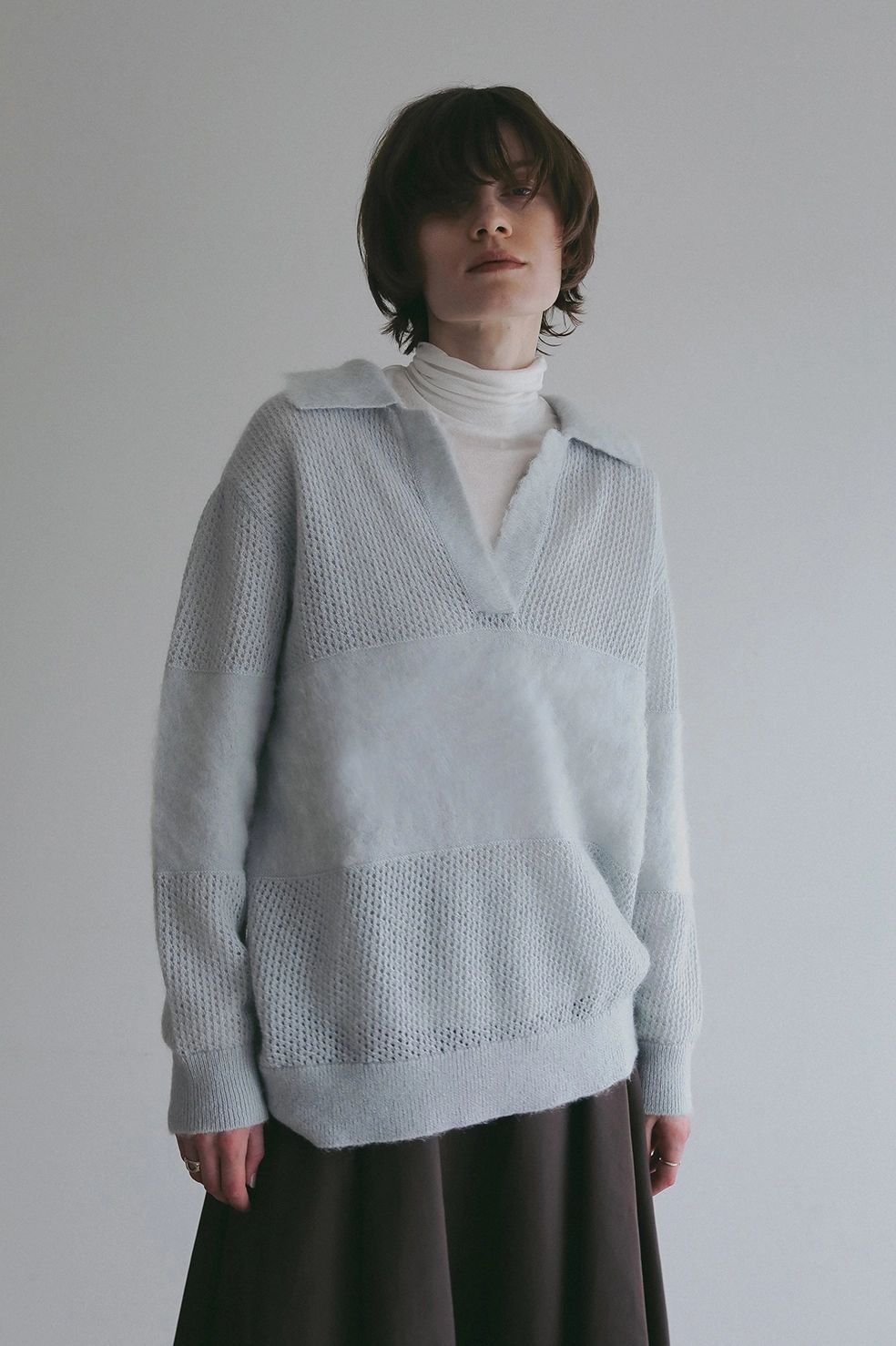 モヘアポロニット - MOHAIR POLO KNIT (LIGHT BLUE)