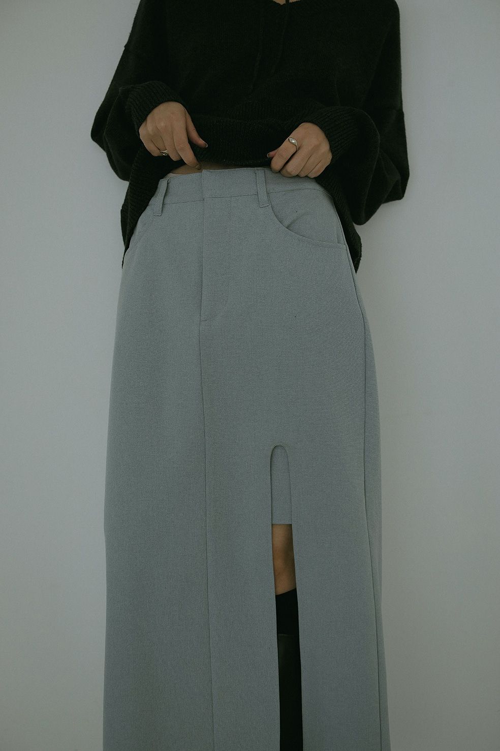 SLIT LAYERED SKIRT - スリットレイヤードミニスカート - LIGHT BLUE