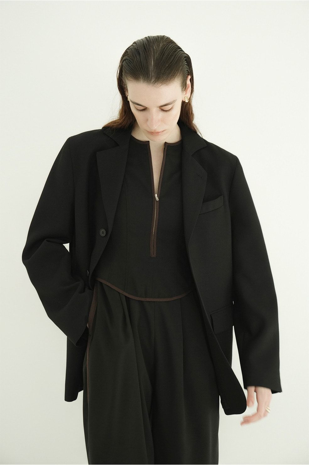 ビスチェレイヤードオールインワン -  BUSTIER LAYERED ALL IN ONE （BLACK）