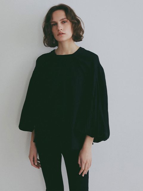 ボリュームスリーブ2wayトップス (BLACK)