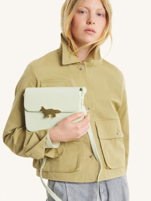 EDIE バッグ - スムースレザー2WAYショルダーバッグ / Leather bag aloe green