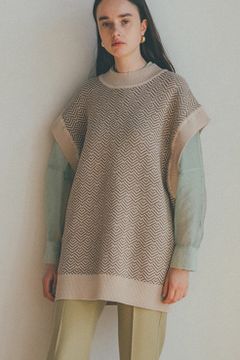 バックスリットニットベスト - BACK SLIT KNIT VEST - MIX