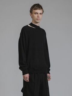 デザイン スウェットプルオーバー - HIGH-GAUGE SWEATER (BLACK)