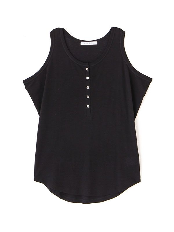 ヘンリーネックエアリータンクトップ  BLACK