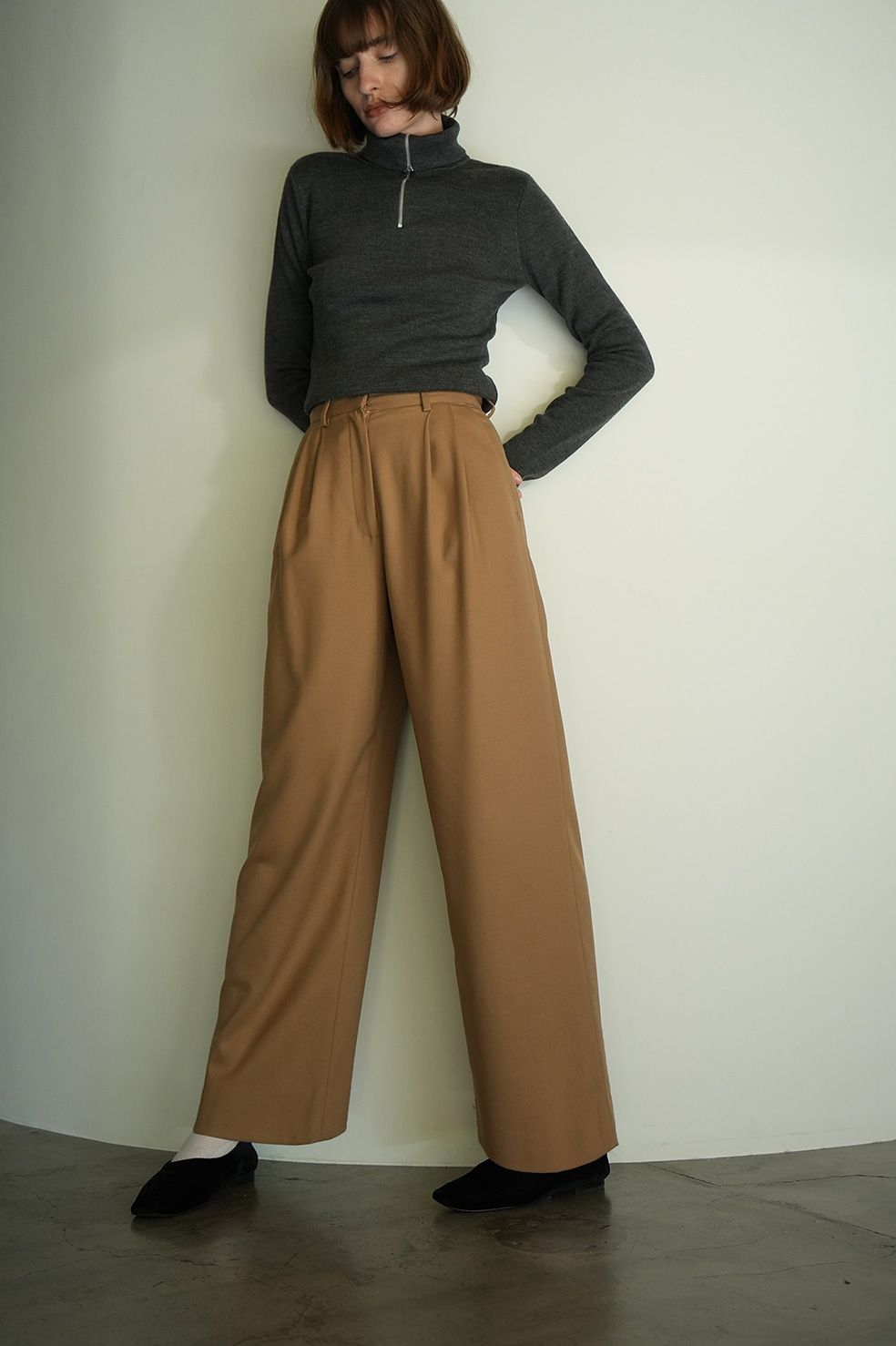 CLANE - ウールベーシックタックパンツ - WOOL BASIC TUCK PANTS 