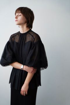 CLANE - シアー タートル バルーン スリーブ トップス - SHEER TULLE 