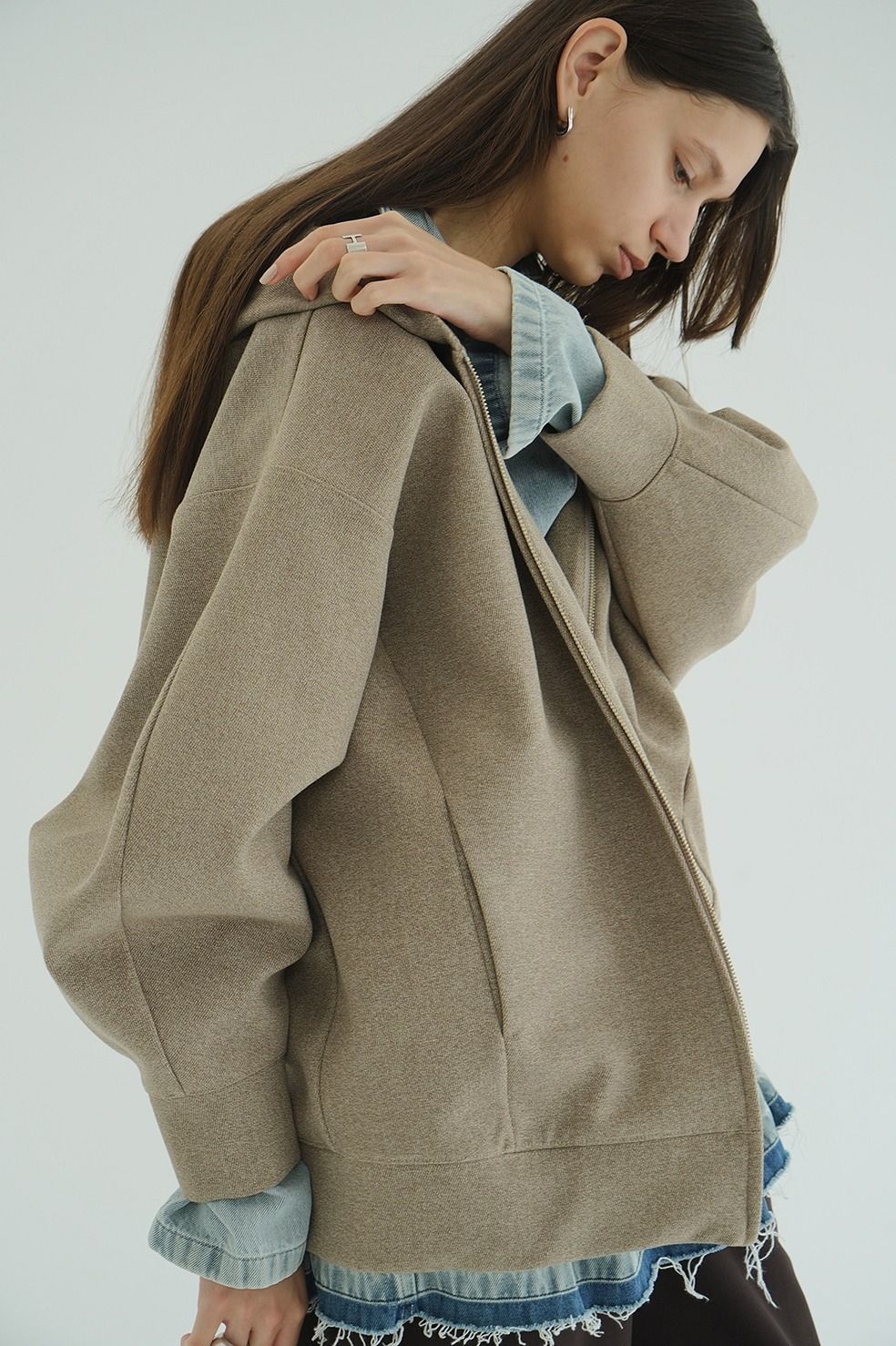 ボンディング ジップフーディ - CONSTRUCTIVE BONDING HOODIE (BEIGE)