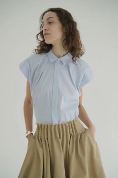 ニュアンス ショルダーロングシャツ - NUANCE SHOULDER OVER SHIRTS - SAX