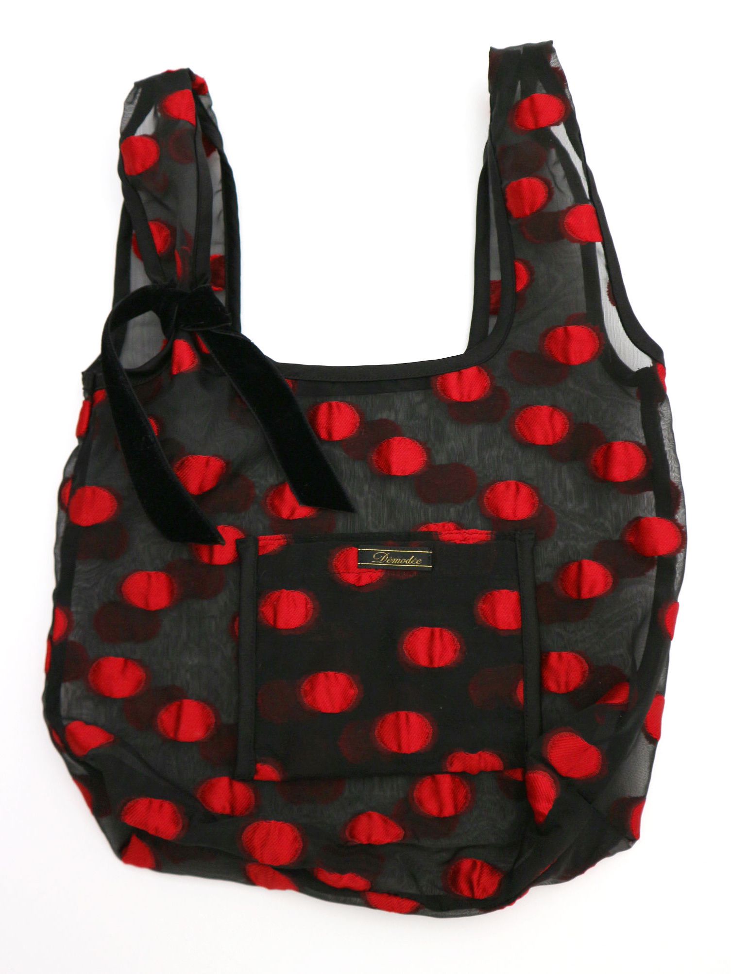 Demodee - マーケットバッグ - Dot market bag(S) BLACK × RED