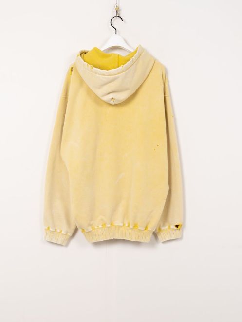 ブリーチドハーフジップフーディ - Bleached Half Zip Hoodie (YELLOW)