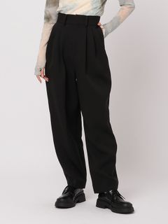 トリプルクロスハイウエストタックパンツ - BLACK