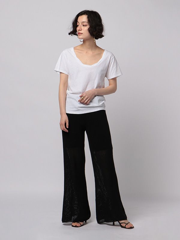 タックメッシュニットパンツ - BLACK