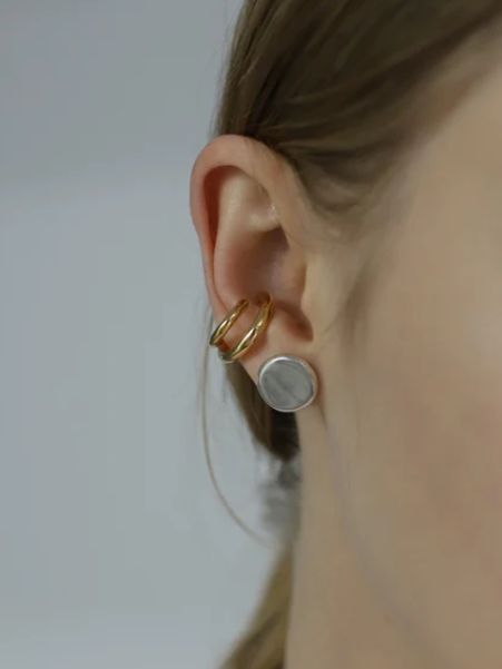 ダブルラインイヤーカフ GOLD ゴールド シンプル デザイン ユニセックス アクセサリー