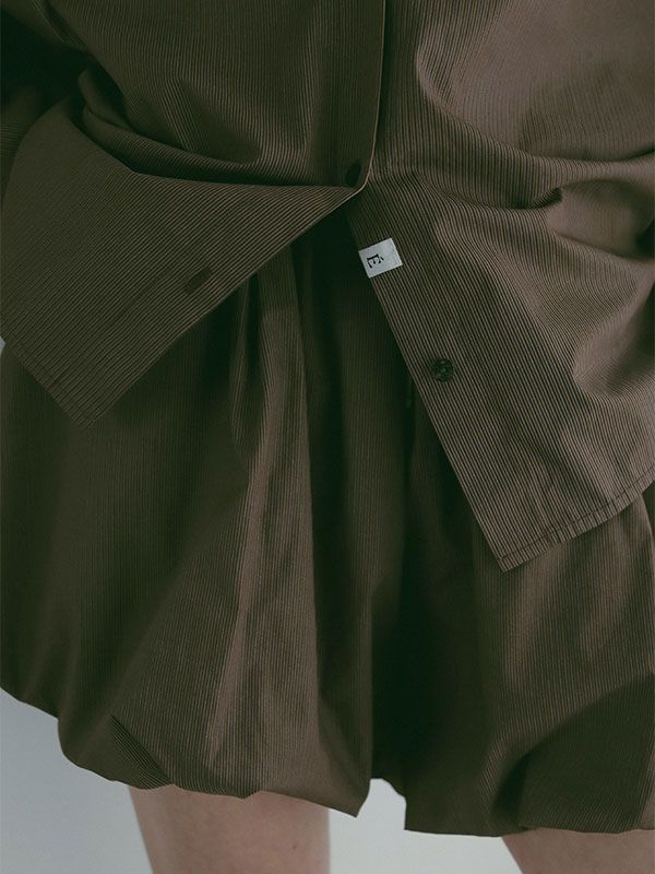 ストライプボックスシャツ - BROWN