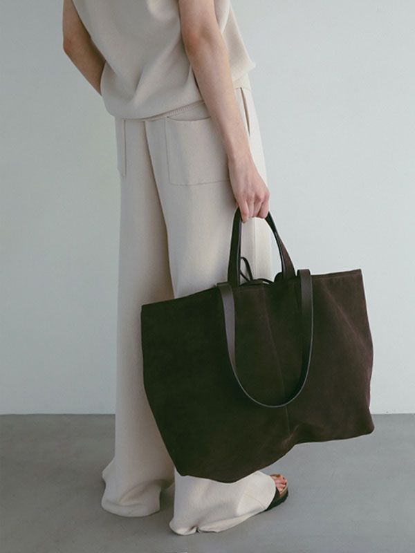 スウェードビッグトートバッグ - BROWN