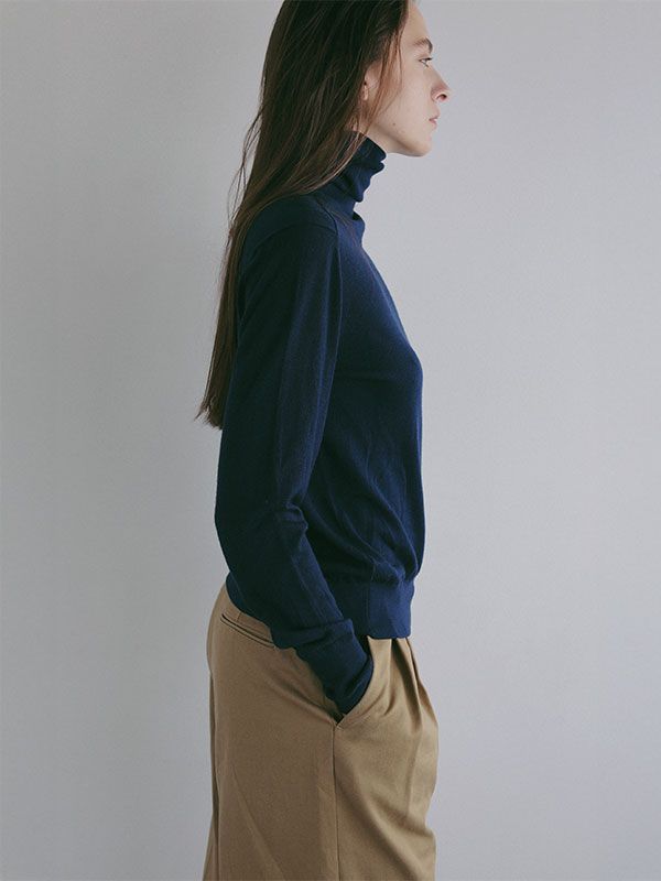 DEPENDREハイネックニットプルオーバー / カットソー (NAVY)