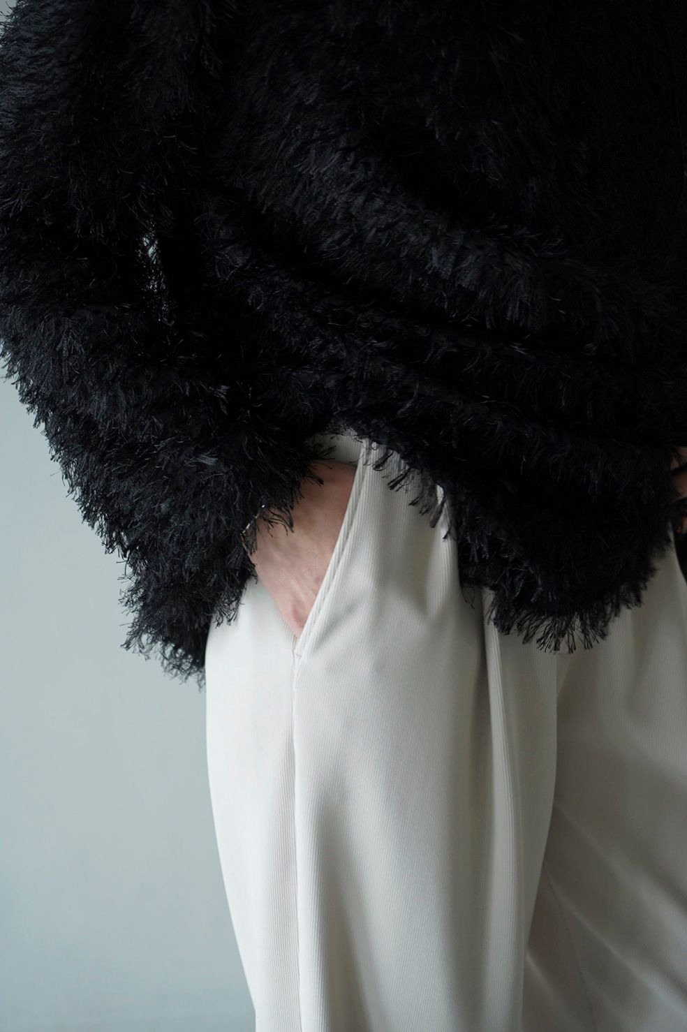 リブストライプ タックパンツ - RIB STRIPE TUCK PANTS - WHITE
