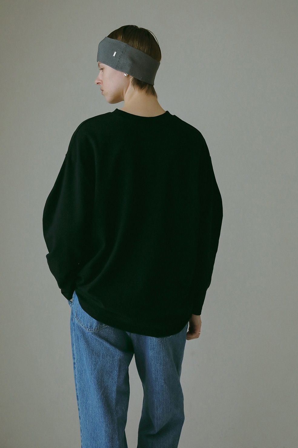 SLIT LONG TEE BLACK - スリット ロングスリーブ カットソー