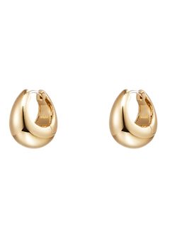 【両耳用】 ラージ ボリューム ウォーター プルーフ ピアス - Volume Water drop Earrings GOLD