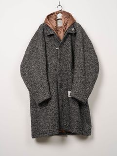 レイヤードコート - HOODED BALMACAAN COAT （BLACK×WHITE）