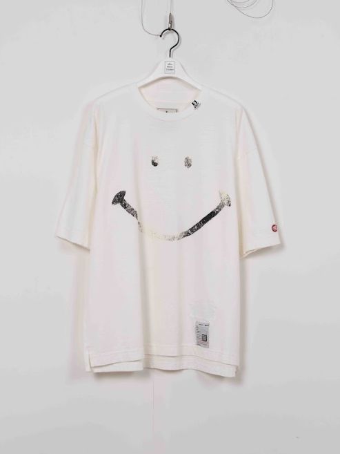 スマイリーフェイス プリントティーシャツ - smily face PT Tee - WHITE