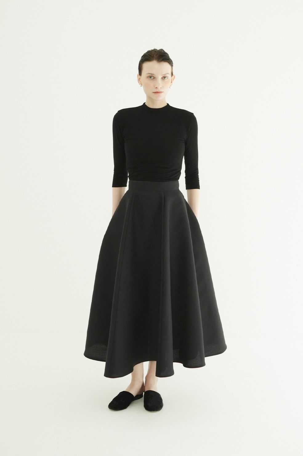 ボリュームフレアスカート -  VOLUME FLARE SKIRT (BLACK)