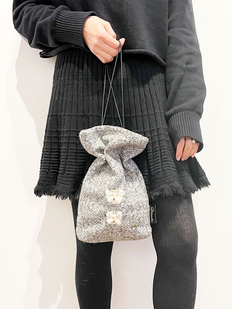 ウール 巾着バッグ - 22APO02 - GREY【Sherby】