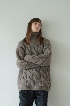 ビッグケーブル オーバーニット トップス - BIG CABLE OVER KNIT TOPS - BEIGE