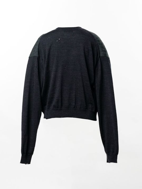 ディストレスト ニットカーディガン - Distressed Knit Cardigan (BLACK)