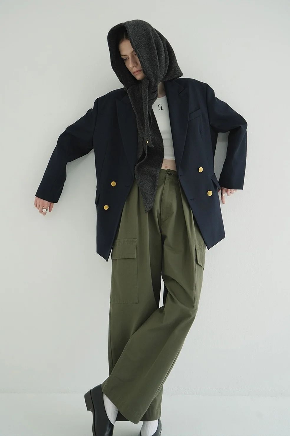 ワイドタックワークパンツ - WIDE TUCK WORK PANTS -  KHAKI
