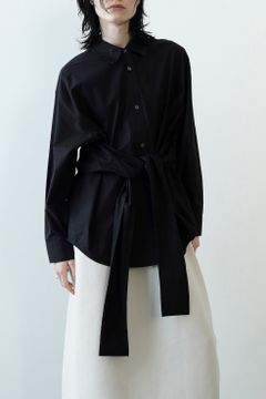 ウエスト リボン シェイプ シャツ  -  WAIST RIBBON SHAPE SHIRT BLACK