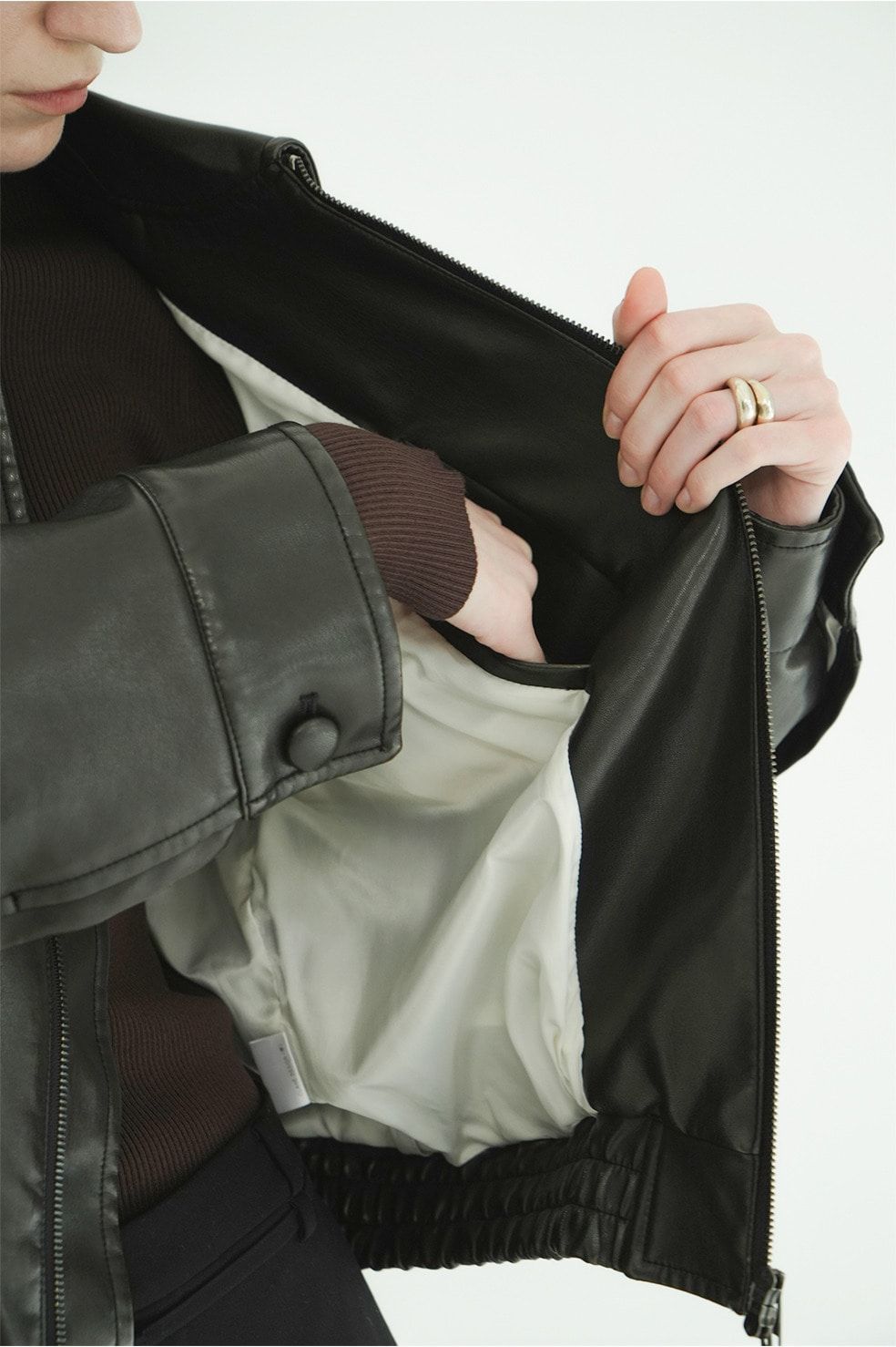バルキーラインシングルレザージャケット - BULKY LINE SINGLE LEATHER JACKET (BLACK)