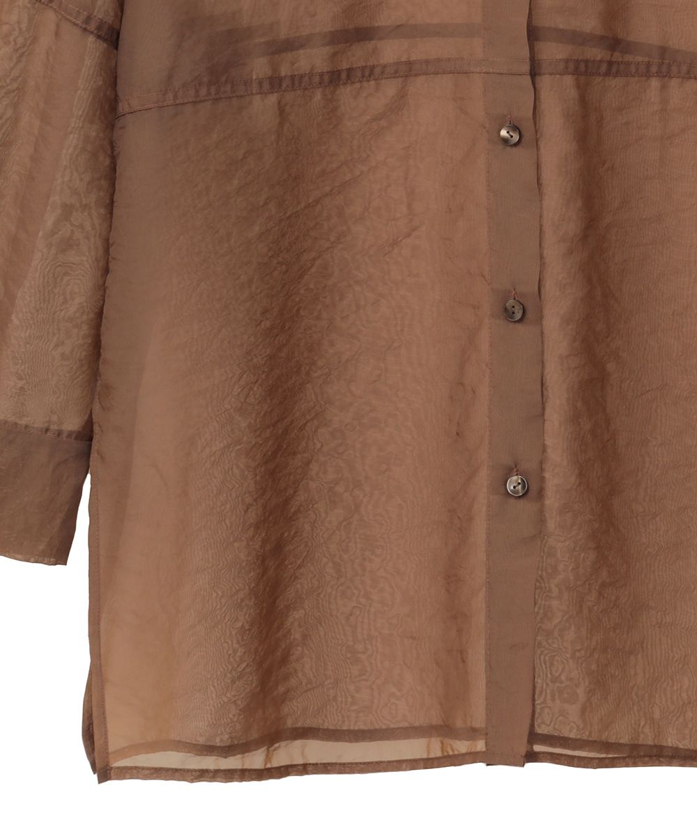 CLANE - シースルーシャツ - SWITCH SHEER SHIRT - BROWN