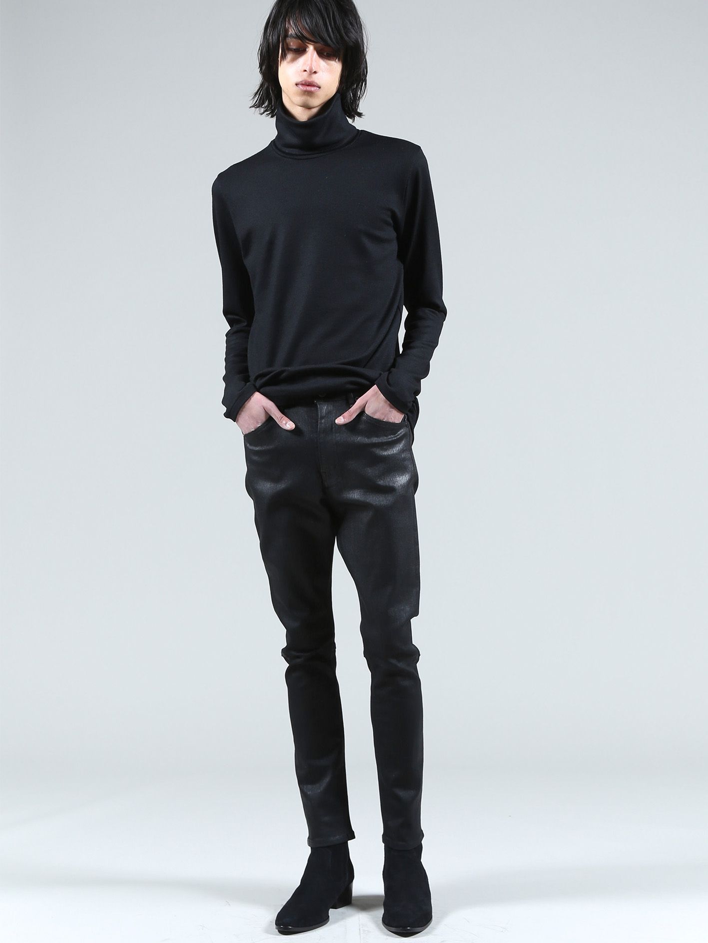 ウォッシャブルウールタートルネックプルオーバー - Washable Wool Turtleneck Pullover - Black