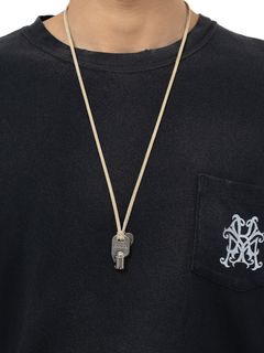 KEY CHARM LTHR NECKLACE - キーチャームレザーネックレス - SILVER