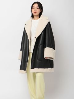 フェイクムートンリバーシブルジャケット - BLACK