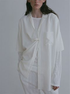 オープンネックハーフスリーブシャツ (WHITE)