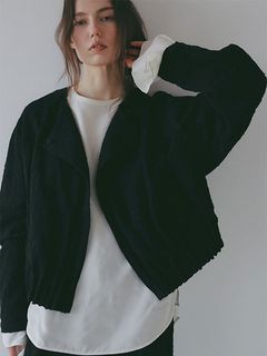 コットンジャガードライトブルゾン （BLACK)