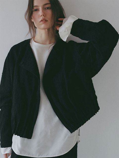 コットンジャガードライトブルゾン （BLACK)