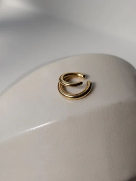 ダブルラインイヤーカフ GOLD ゴールド シンプル デザイン ユニセックス アクセサリー